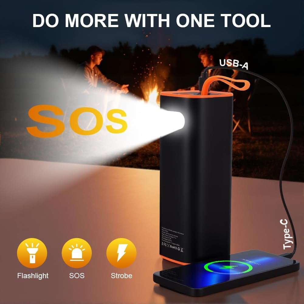 Tire Inflator Portable Air Compressor, Fast Inflation & High Battery Capacity, 150PSI Cordless Air Pump for Car Tires, SUV, Motorcycle, Bike, Ball with Digital Pressure Gauge & LED Light